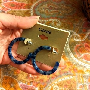 Retro Blue Hoop Earrings